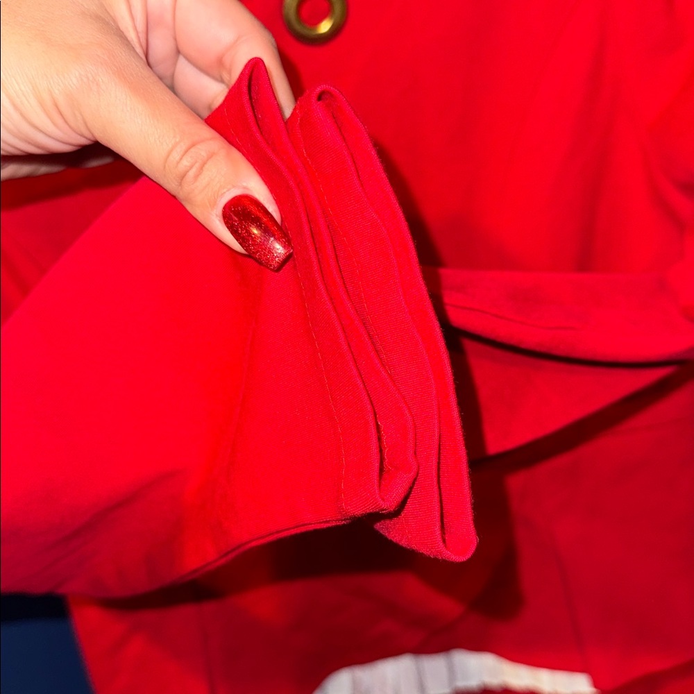 Red Peplum Sheath Dress | Medium-Large Fit | Gold Accent Detail ❤️ - Picture 13 of 17